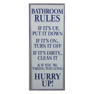 Metalskilt XL Bathroom Rules