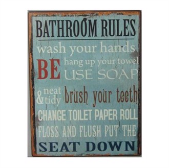 Metalskilt Bathroom Rules