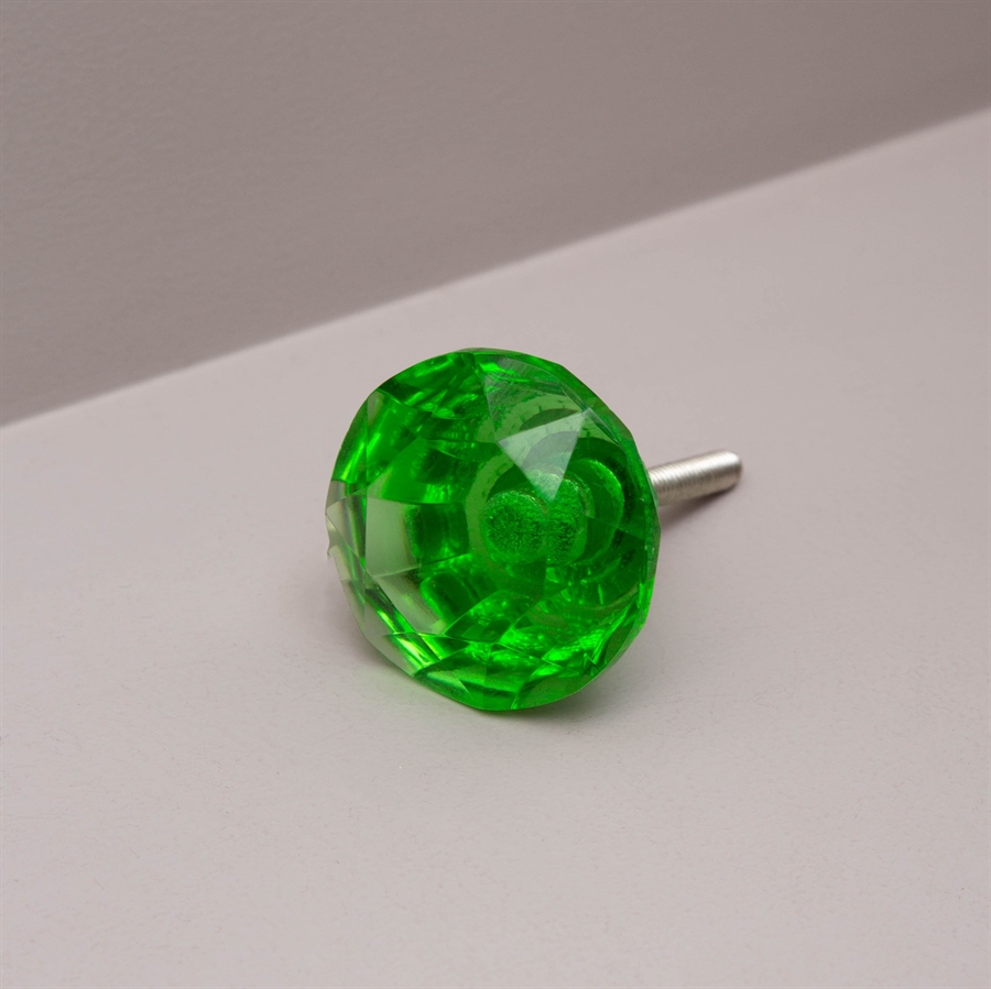 Grøn glas diamantknop Stor
