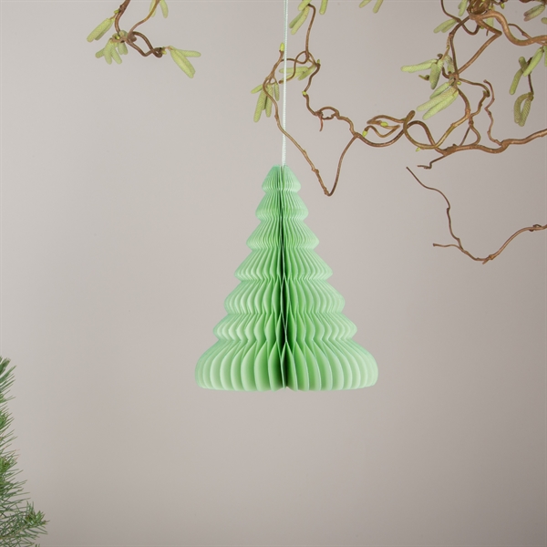 Papir juletræ 16 cm. Grøn