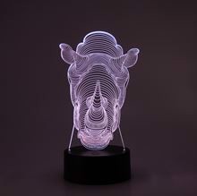 3D LED Acrylplade lampe Næsehorn