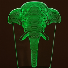 Plade til 3D LED lampe Elefant